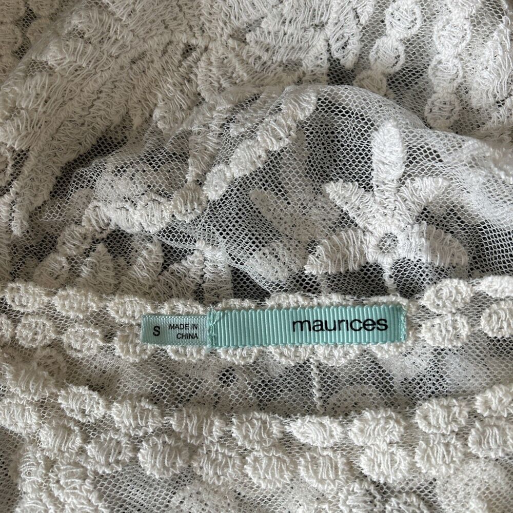 Maurices Womens S Beige Sheer Open Lace Crochet Top Cover Up Whimsycore Boho - Picture 11 of 11